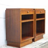 Pair of art deco nightstands, art deco wooden bedside tables, can end