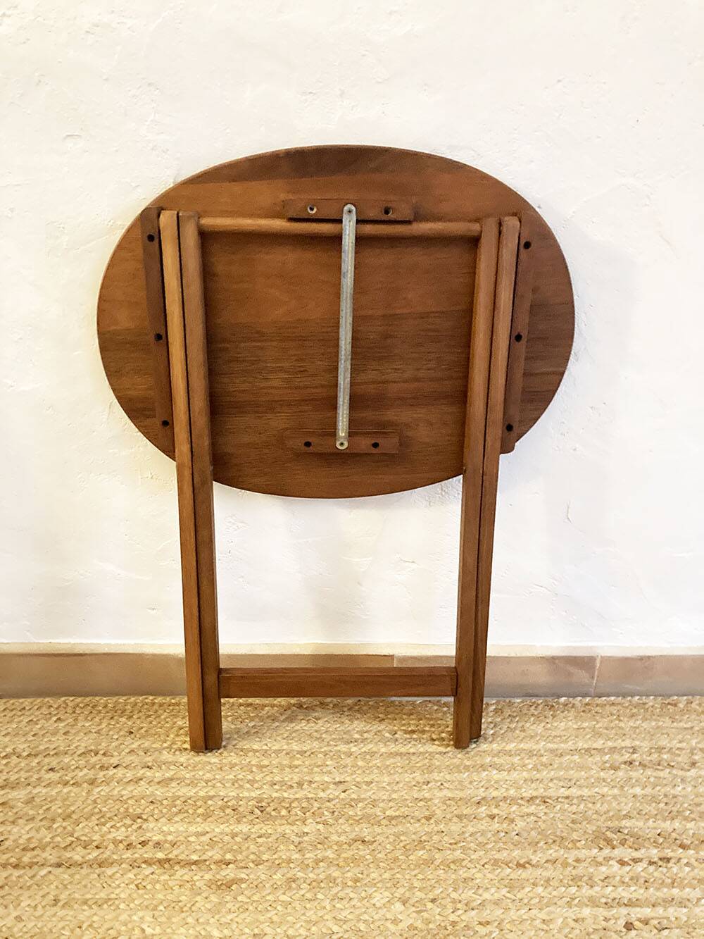 Solid wood oval folding side table