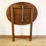 Solid wood oval folding side table