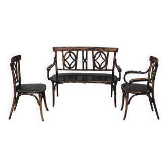 Baumann living room, 1910, bench, armchair and bistro chair