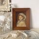 Portrait à l'huile ancien sur bois jeune femme