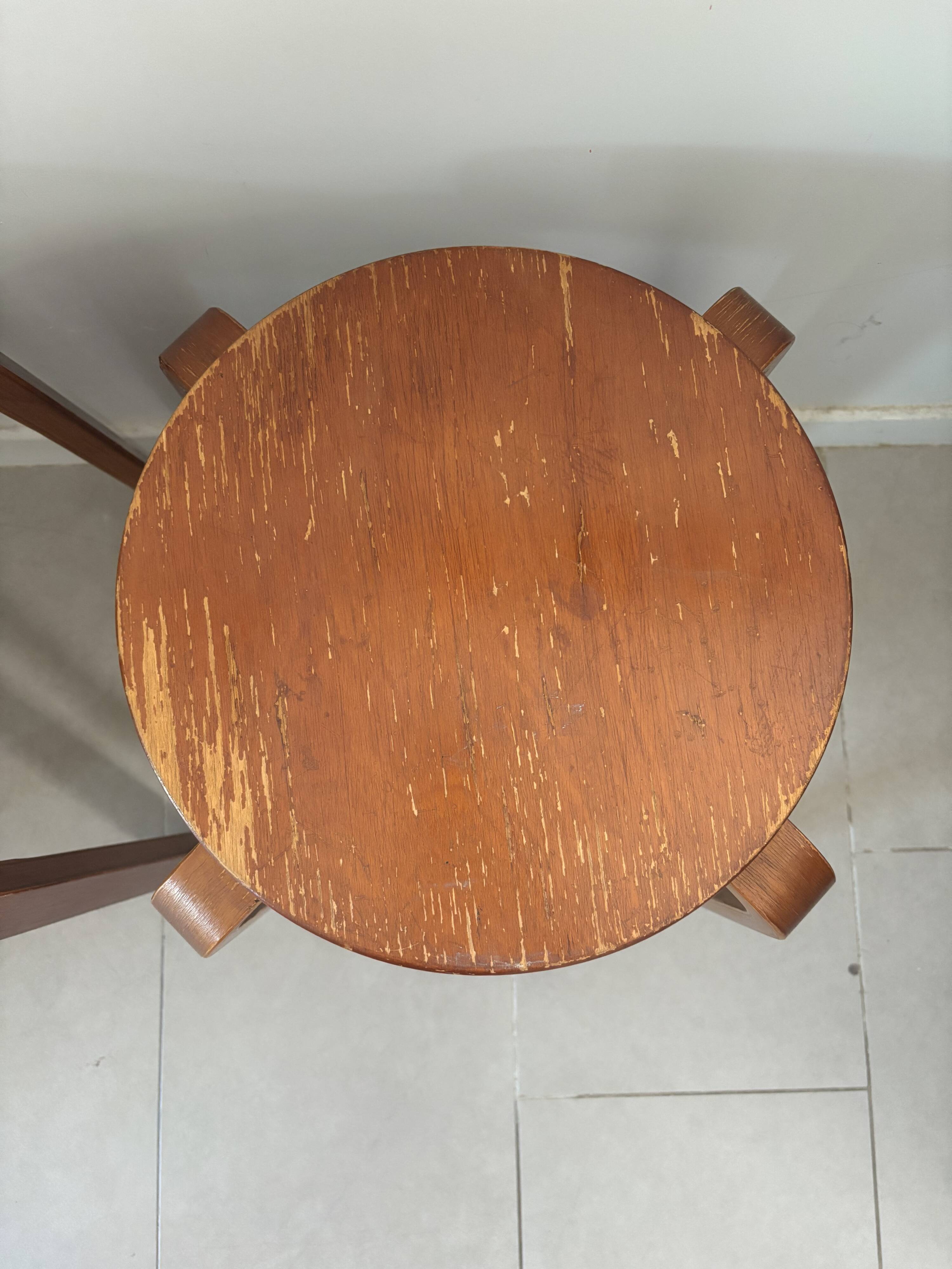 Pair of Artek stools model E60 (rare version with 4 legs), Alvar Aalto