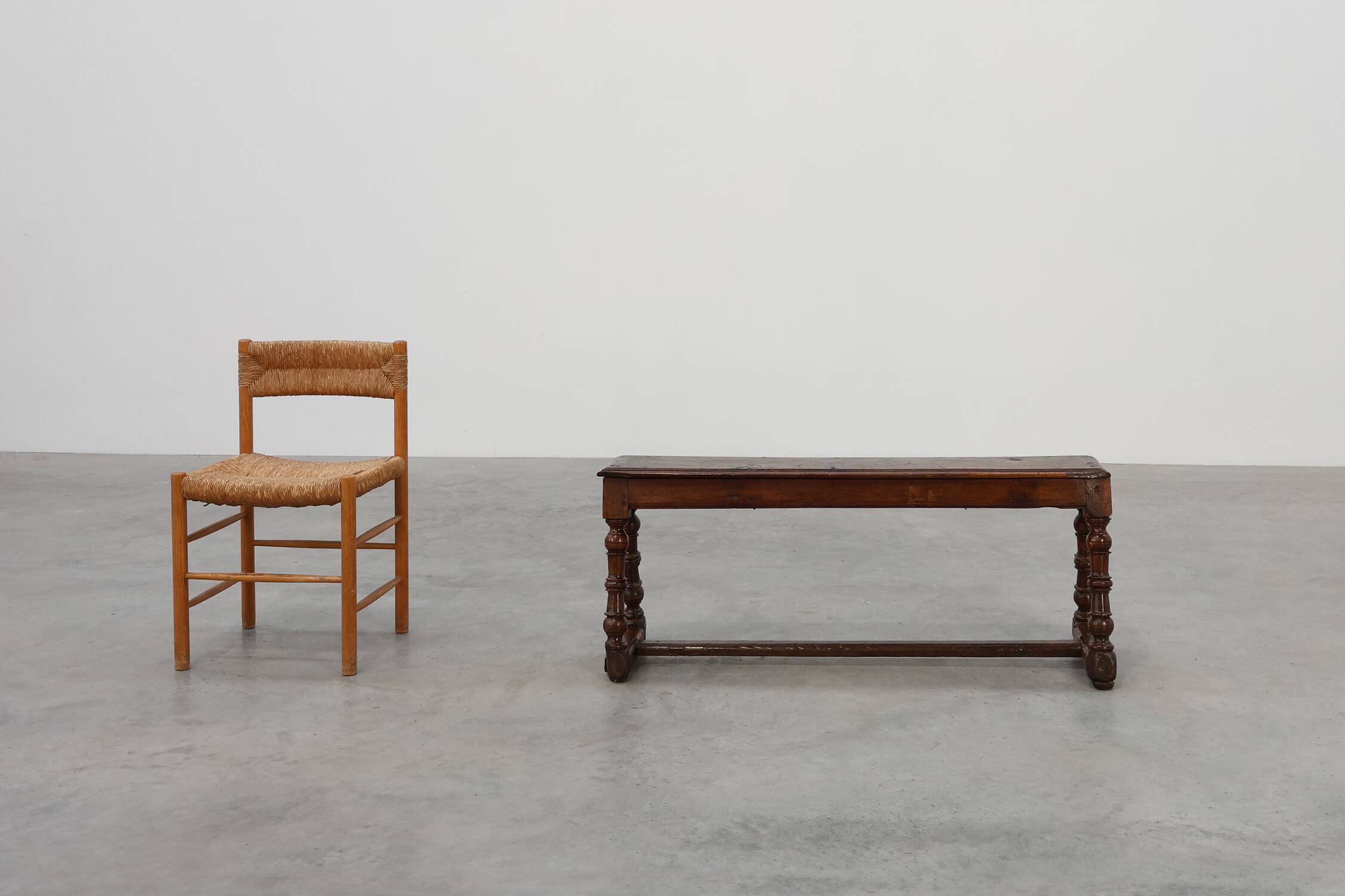 Antique English oak farmhouse bench, UK ca. 1850
