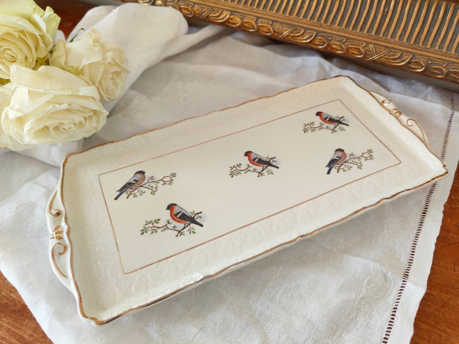 Ceranord St Amand cake dish - bird motifs