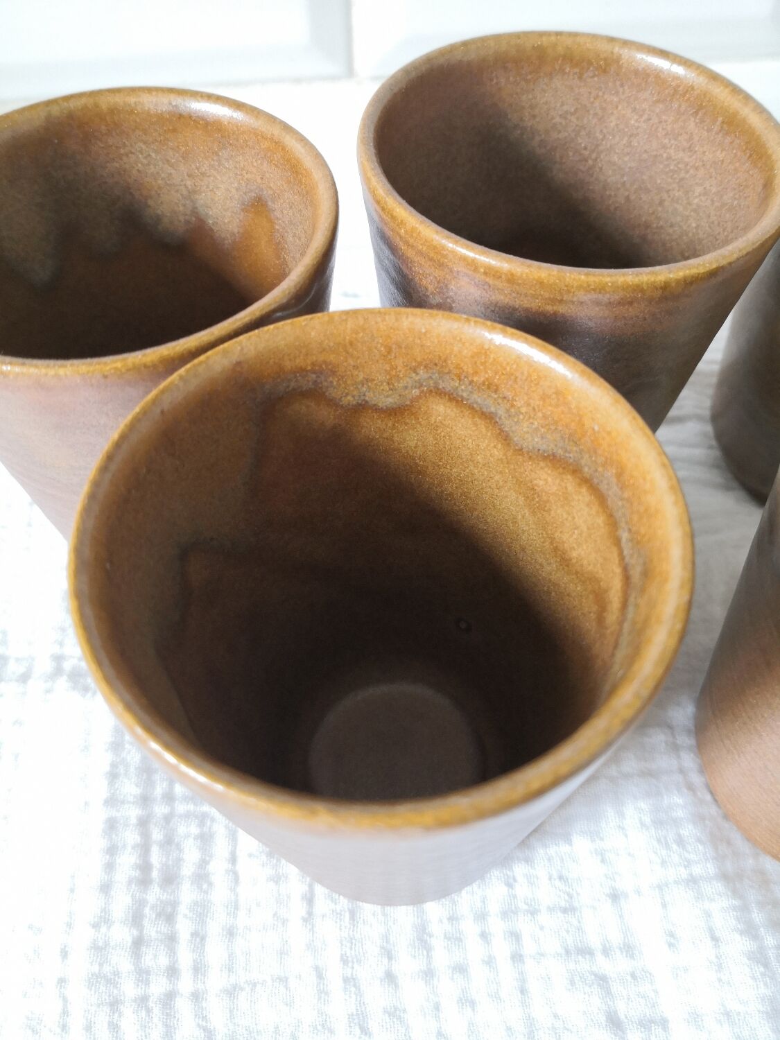 Set of 6 Digoin stoneware cups