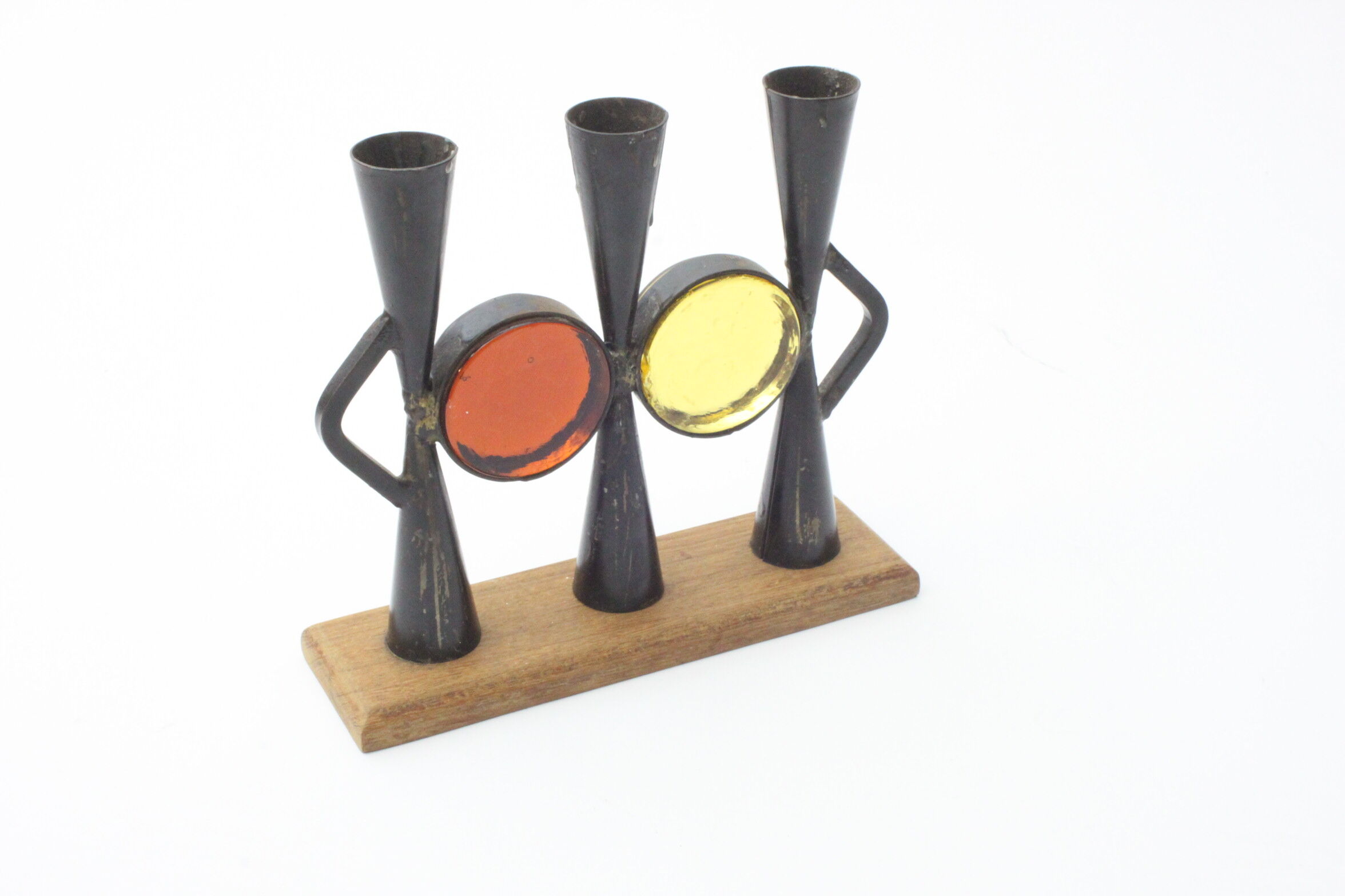 Wrought iron candle holders by Erik Hoglund & Pierre Forsell  for Bo Svensk, Sweden 1950s.