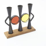 Wrought iron candle holders by Erik Hoglund & Pierre Forsell  for Bo Svensk, Sweden 1950s.