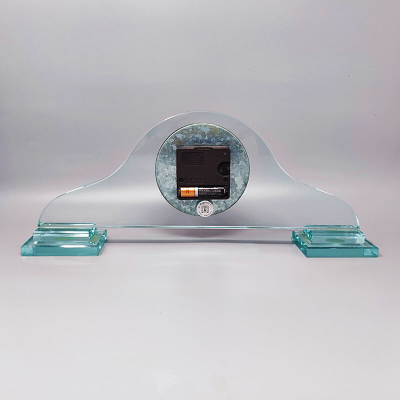 1970s table clock by omodomo in crystal. made in italy