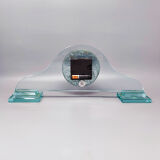 1970s table clock by omodomo in crystal. made in italy