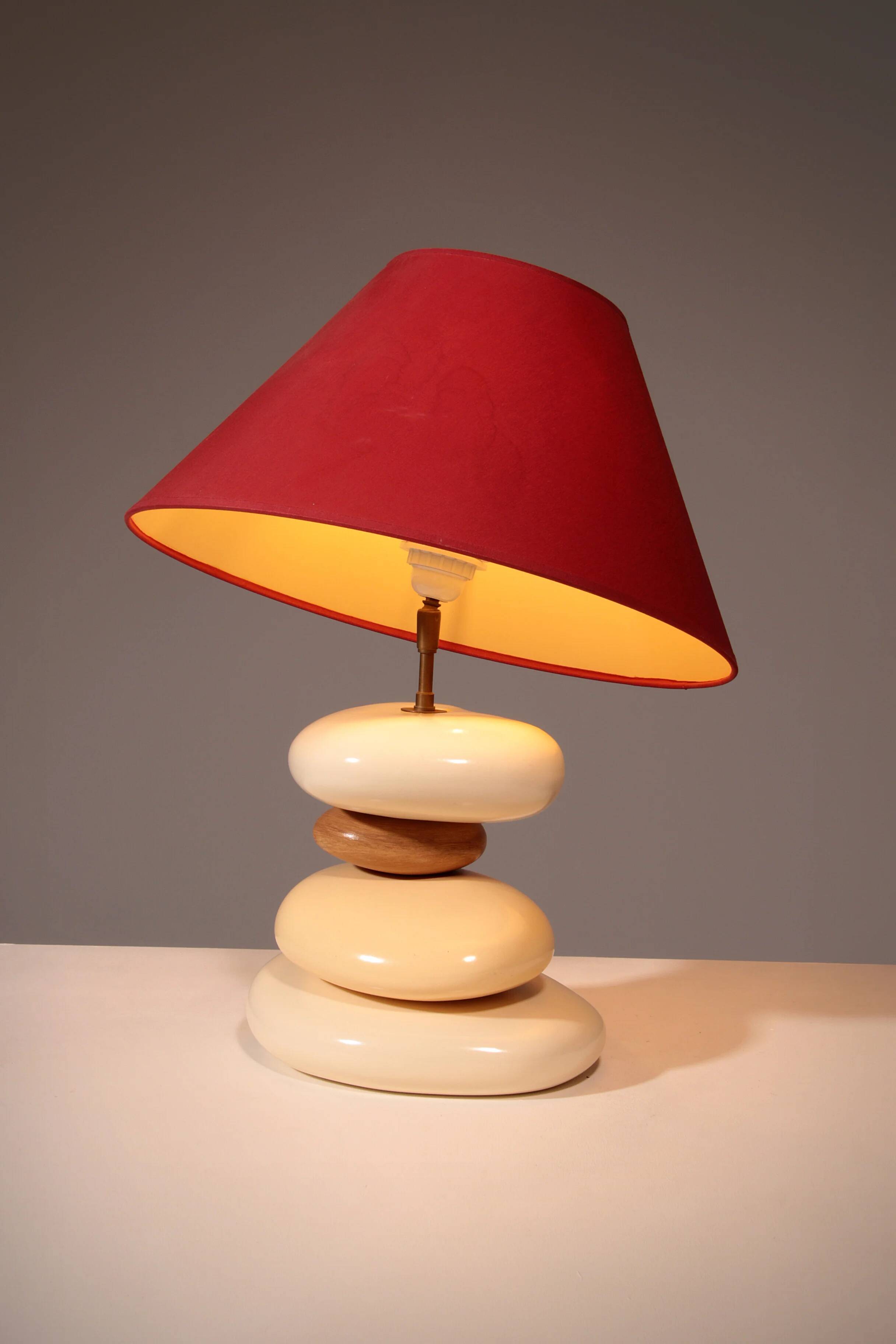 France pebble table lamp by François Chatain, 1980s