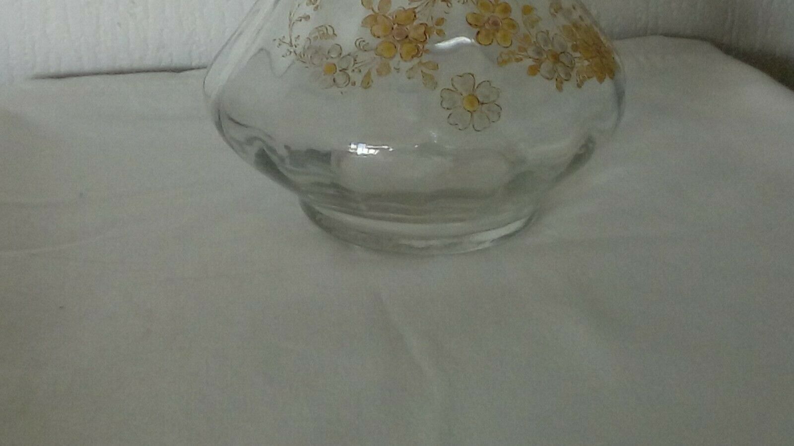 Glass carafe with enamel, enamelled fat, Art Nouveau period.