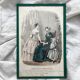 2 lithographs, antique fashion illustrations, under glass, 19th century