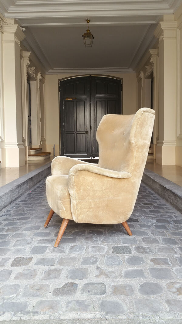 1 fauteuil bergere Wing Chair années 50 60 Danois