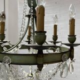 Empire style chandelier with tassels and patinated sheet metal, 20th century