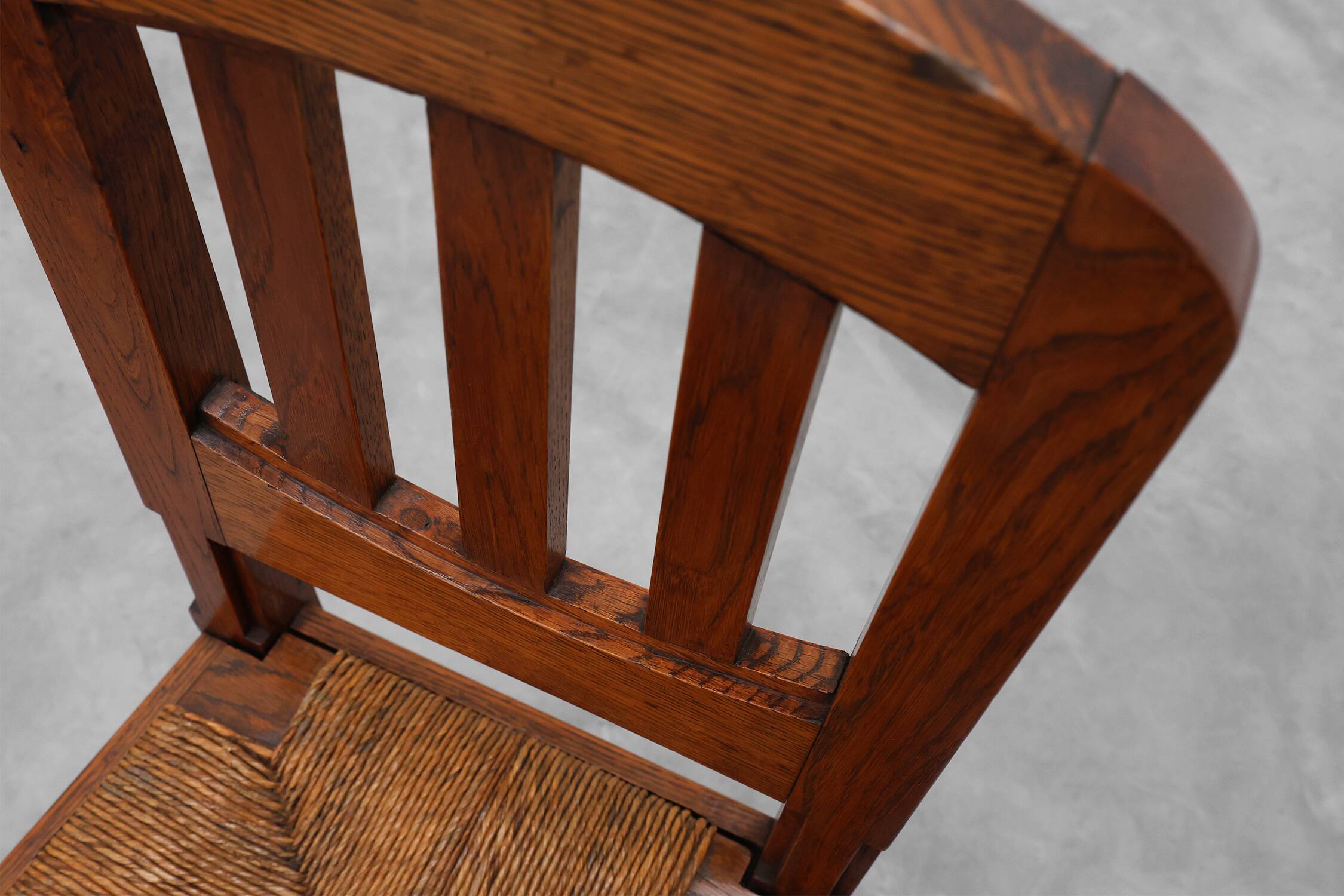 Set of 4 Early Art Deco Oak & Wicker Dining Chairs, Belgium, 1915