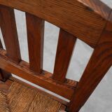 Set of 4 Early Art Deco Oak & Wicker Dining Chairs, Belgium, 1915