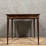 Parisian Louis XVI style desk in mahogany and gilded bronze
