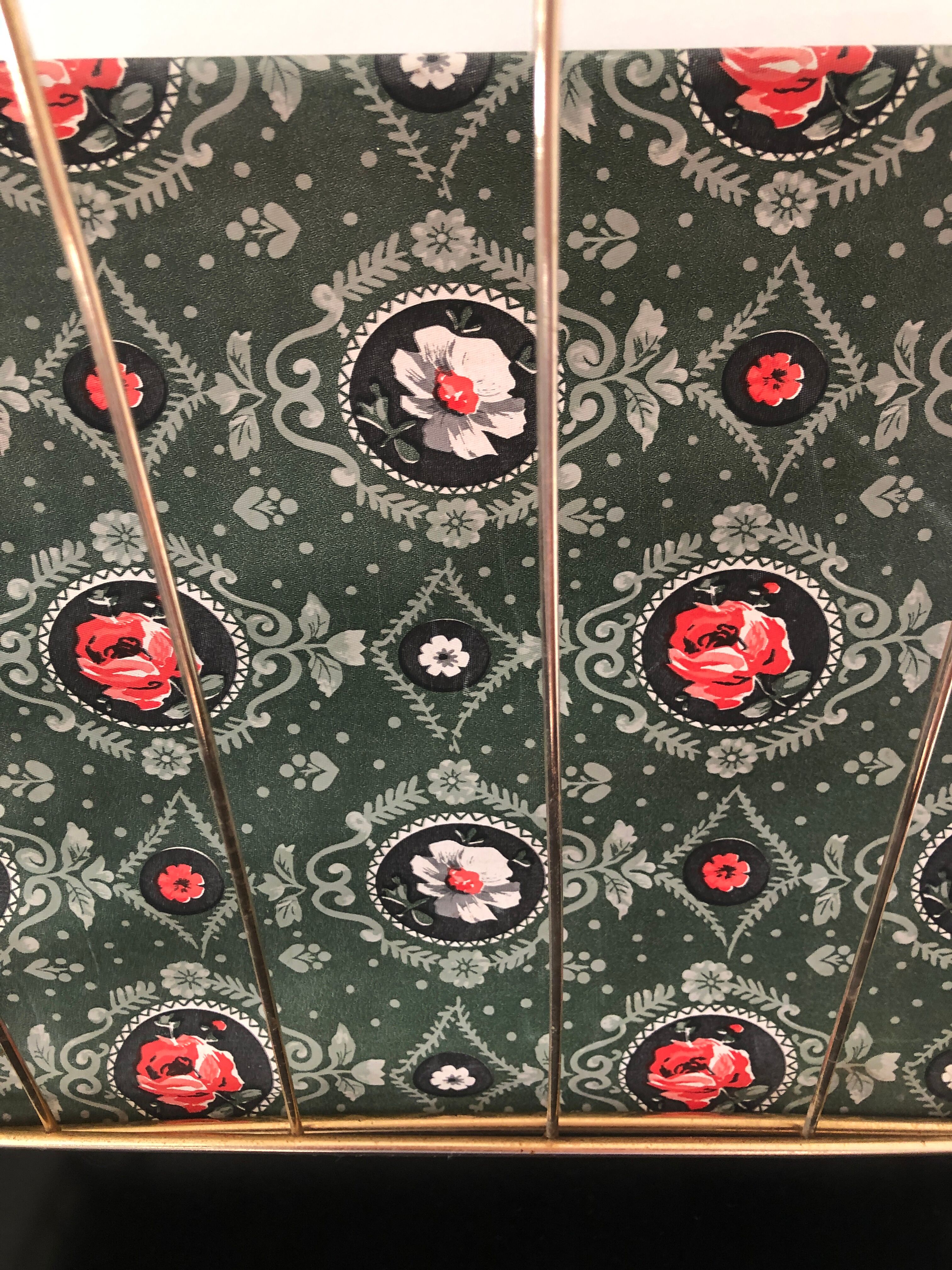 Metal magazine door and vintage oilcloth