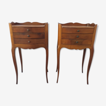 Pair of Louis XV retro mahogany style bedside