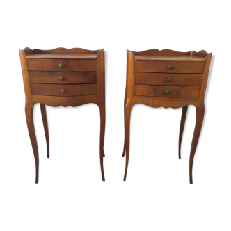 Pair of Louis XV retro mahogany style bedside