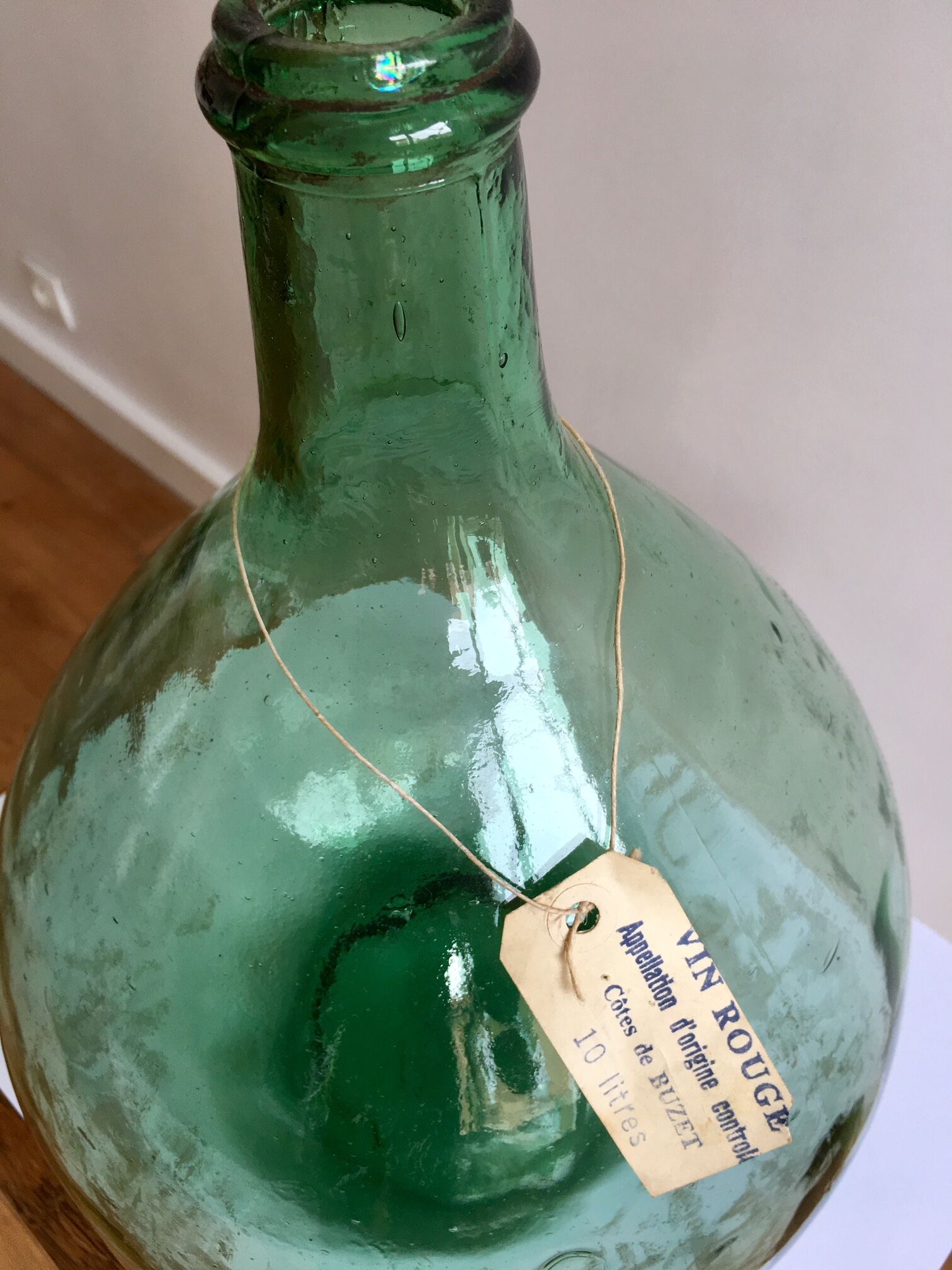 Ancient green demijohn 10L capacity