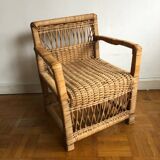 Vintage rattan children's armchair