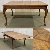 Chippendale extendable dining table in oak and burl elm