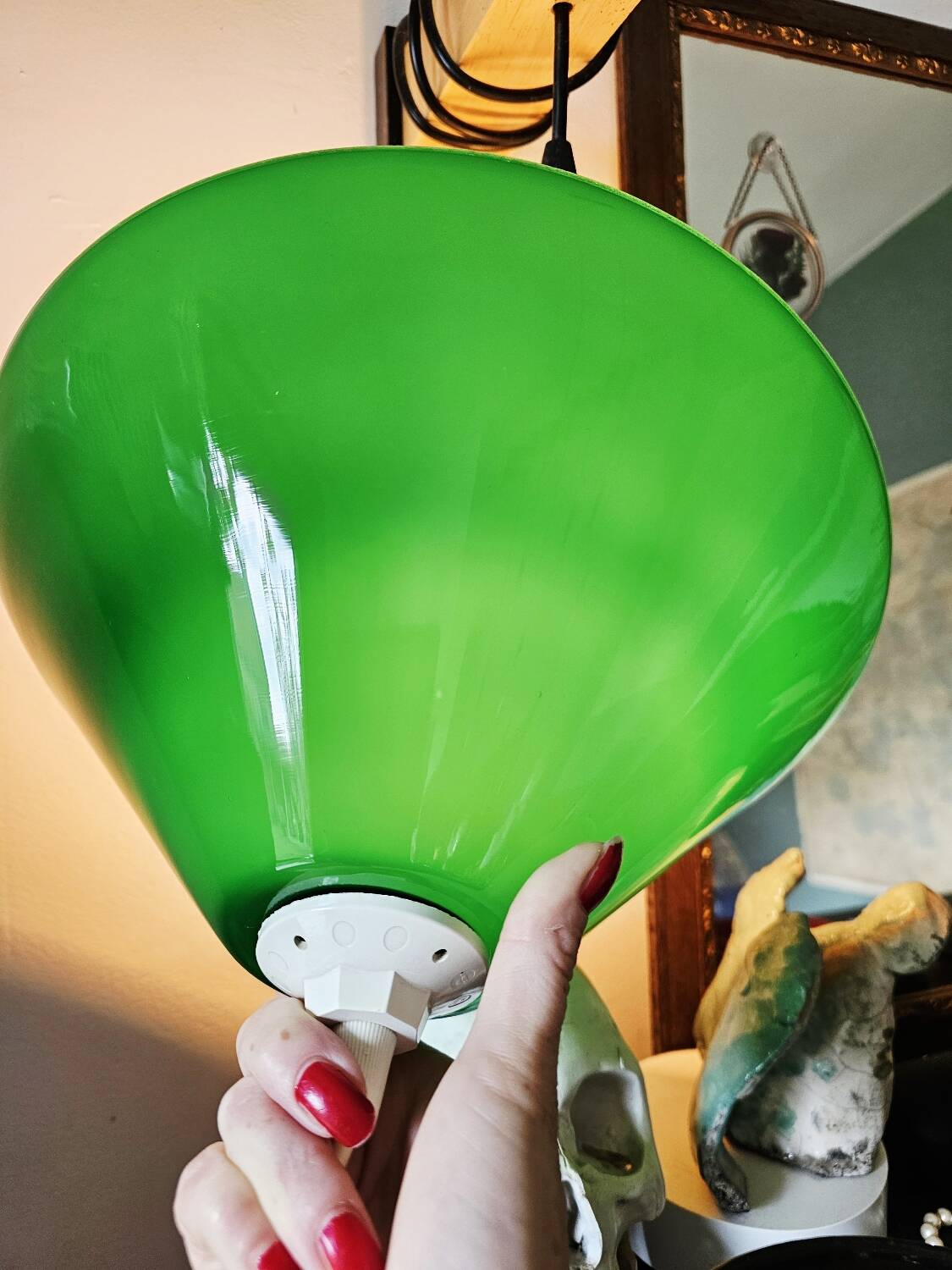 Green opaline pendant light