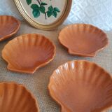 Set of 6 glazed scallop shell ramekins Emile Henry France