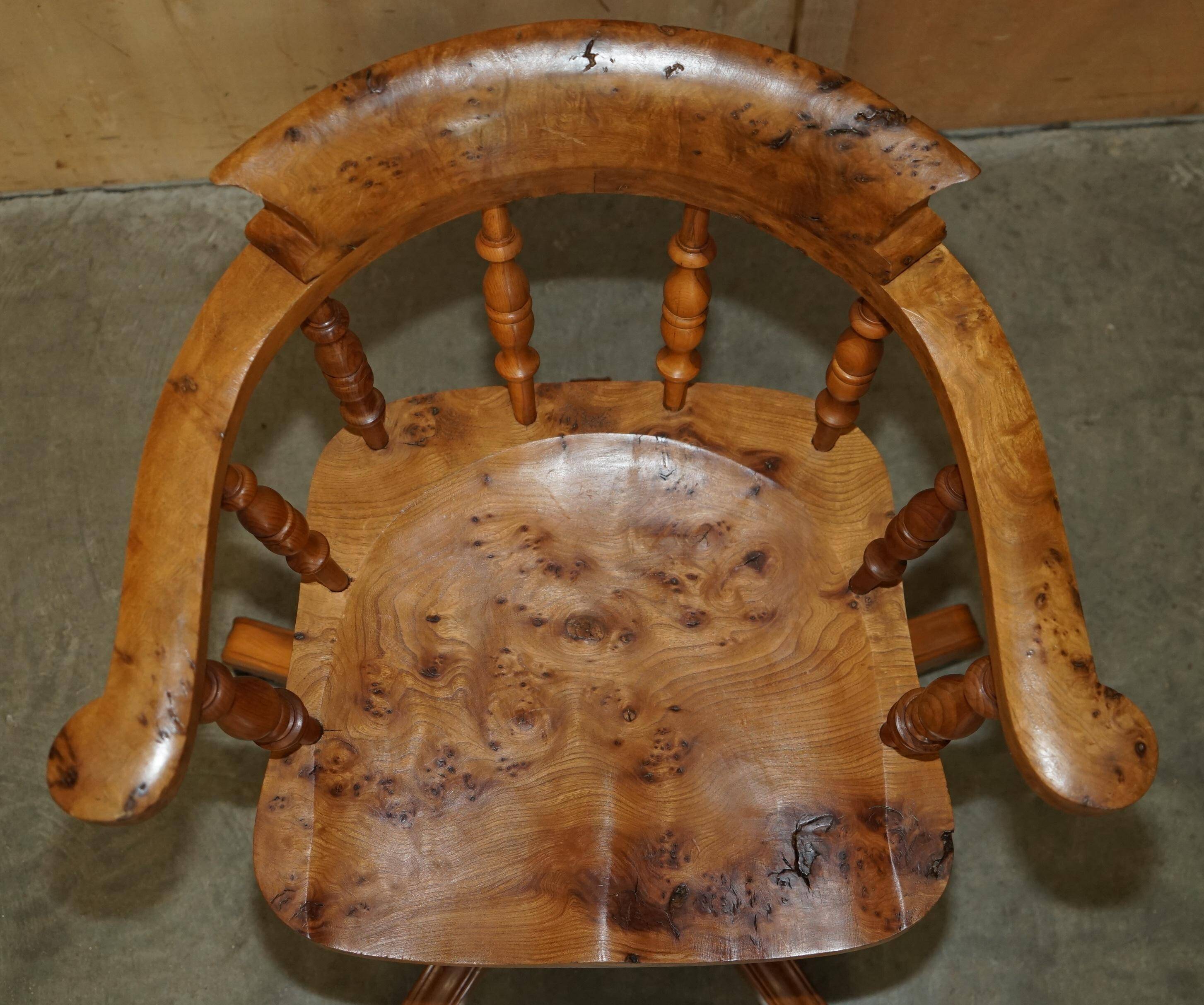 Chaise de bureau pivotante en bois d'if burr - Windsor swivel