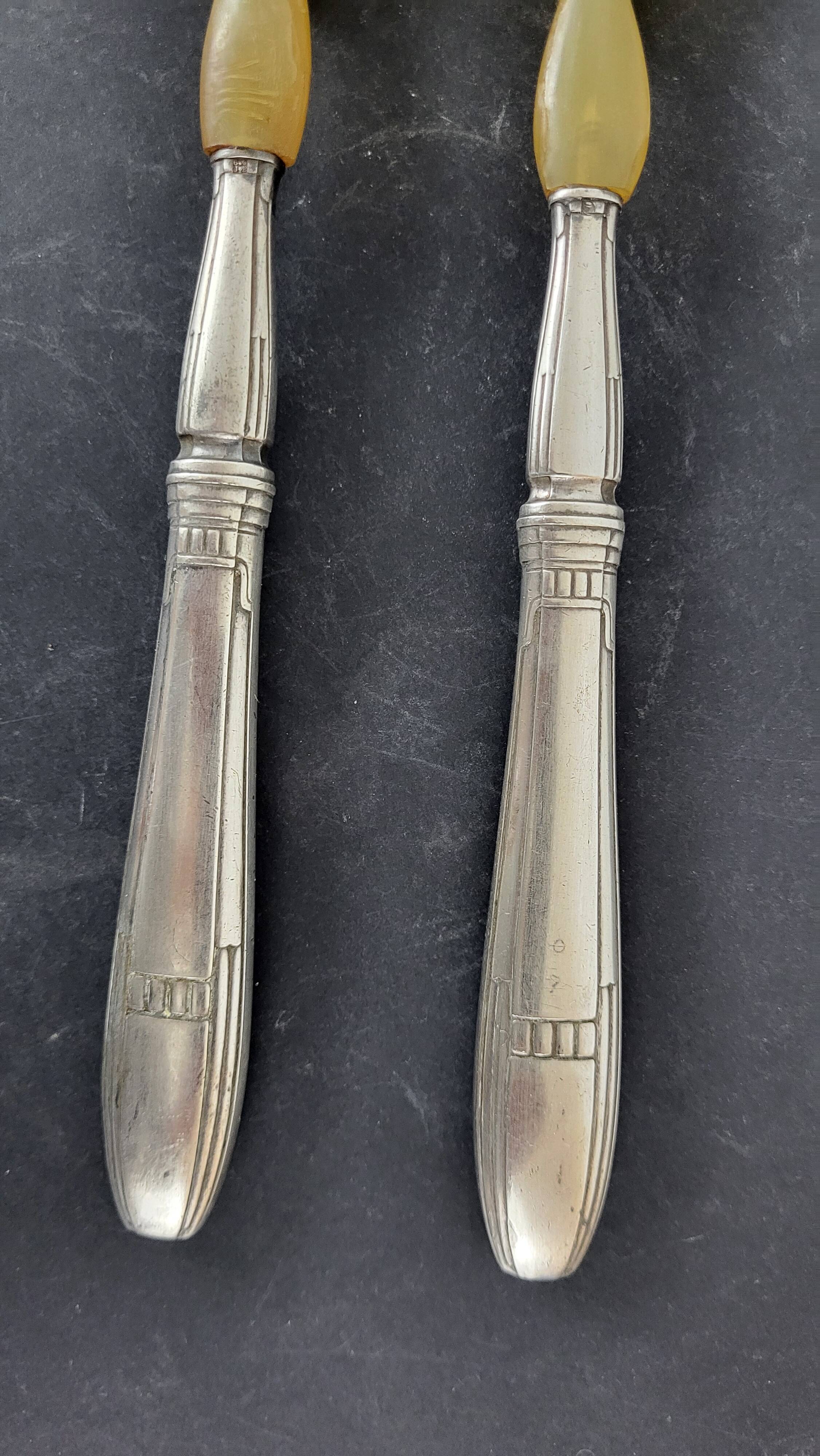 Art Deco silver plated salad servers