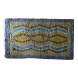 Mid-century Modern High Pile, Yellow, Aquamarine & Grey Rya Rug, Sweden, 1960s