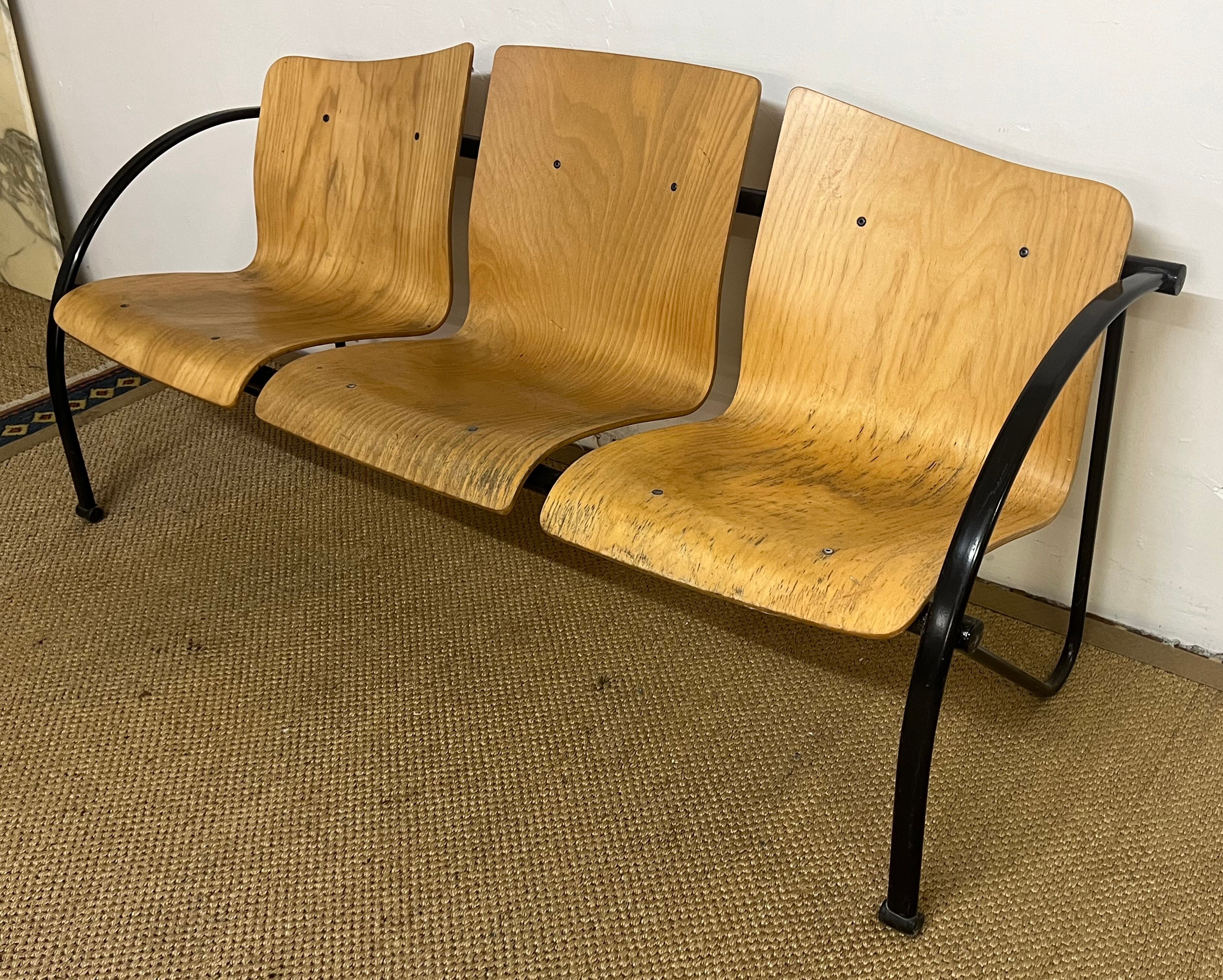 3-seater bench wood and metal