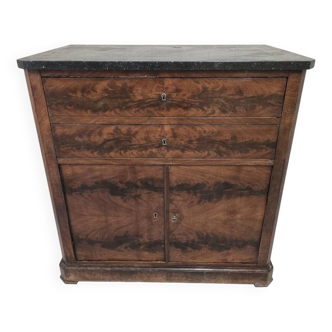 Commode ancienne en acajou flammé de style louis philippe