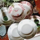 6 mismatched earthenware soup plates lot 8