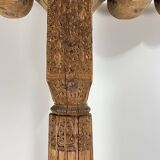 Ancient large carved cedar pillar column from Pakistan, India.