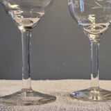 4 antique water glasses, engraved and cut crystal - 1940s