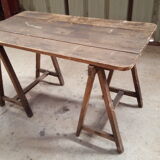 Table wood tray on trestles 130 cm
