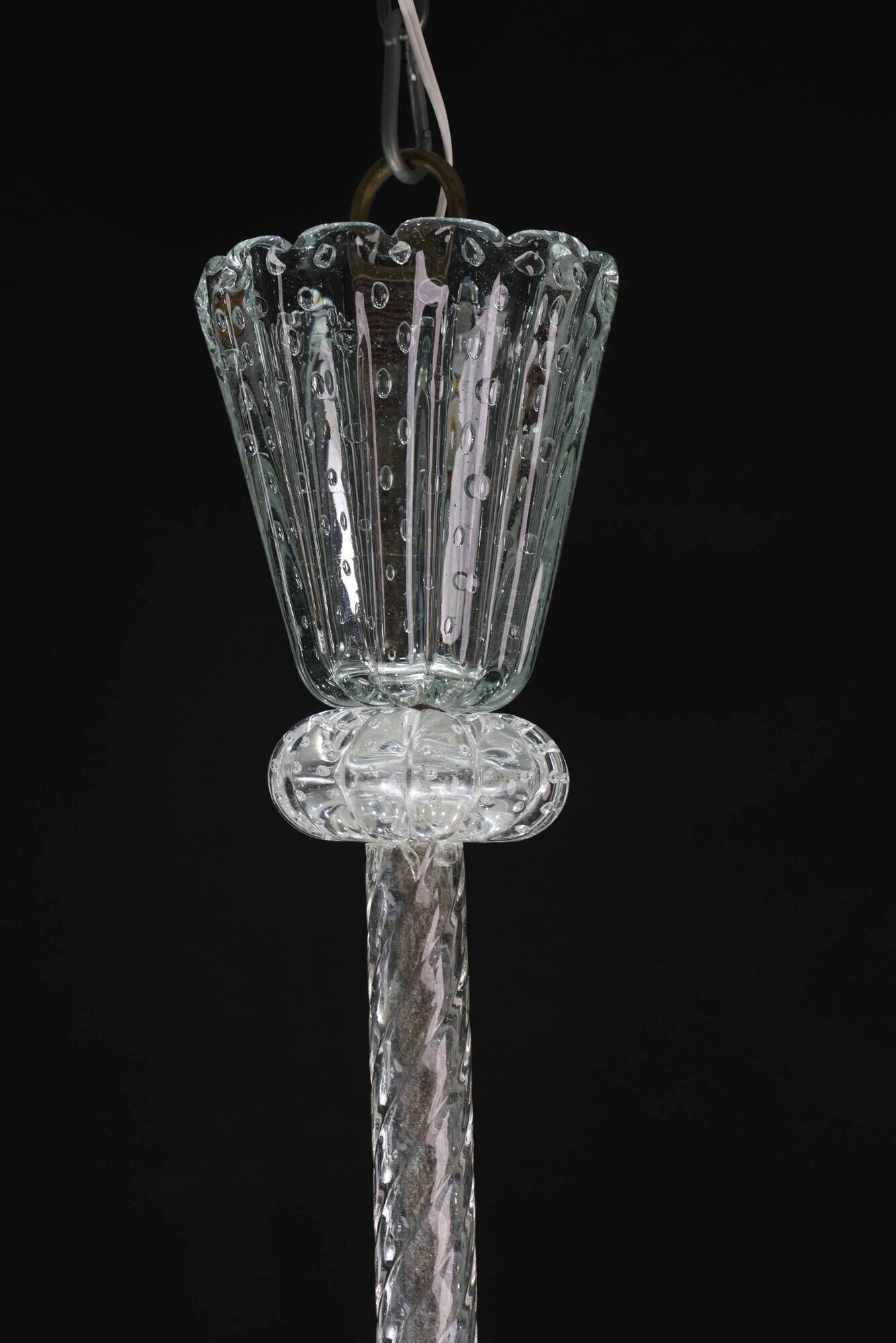 Amazing 6 Light BarovierArt Deco Chandelier, "Bullicante" Glass Murano, 194