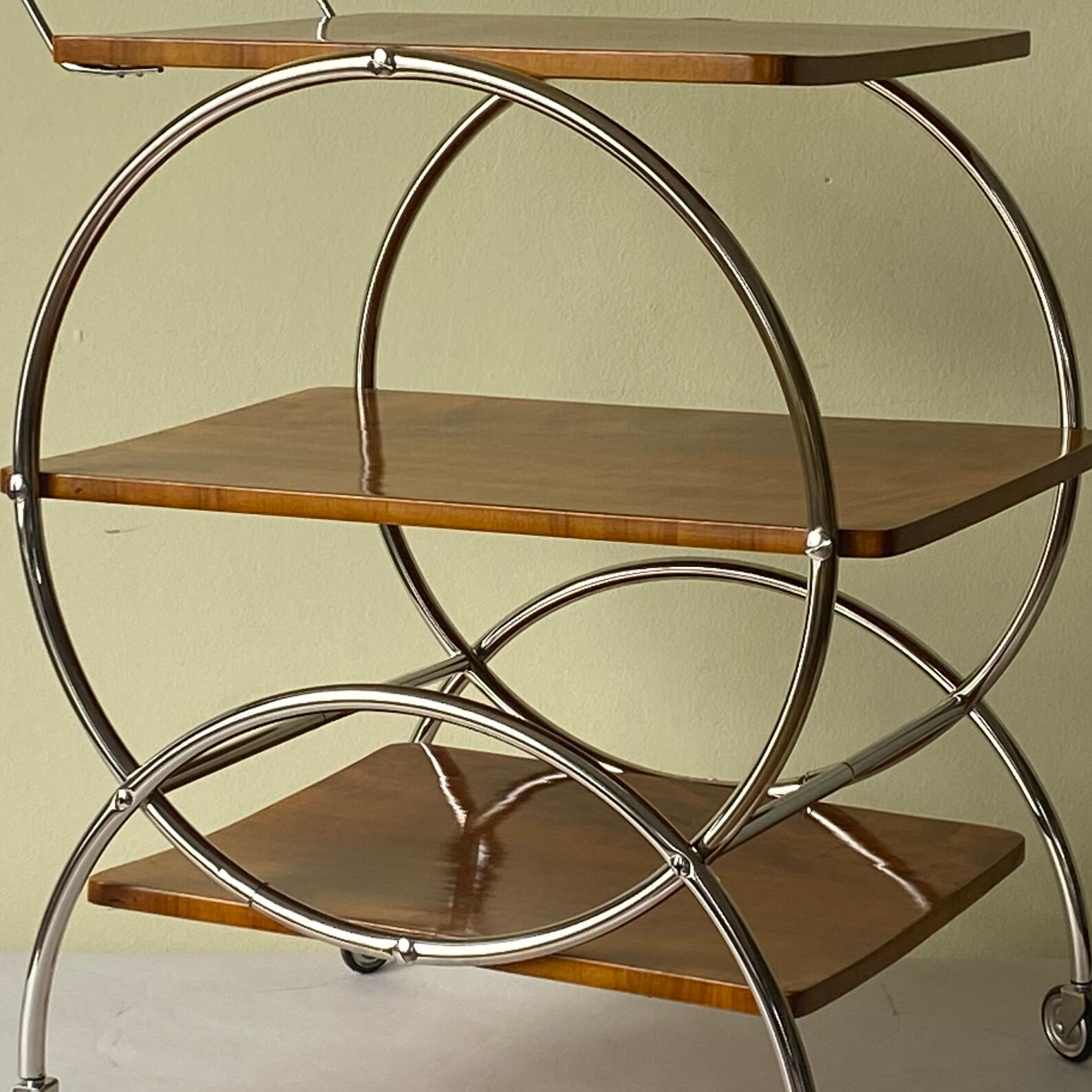 Art deco rolling bar cart, hungary 1930s