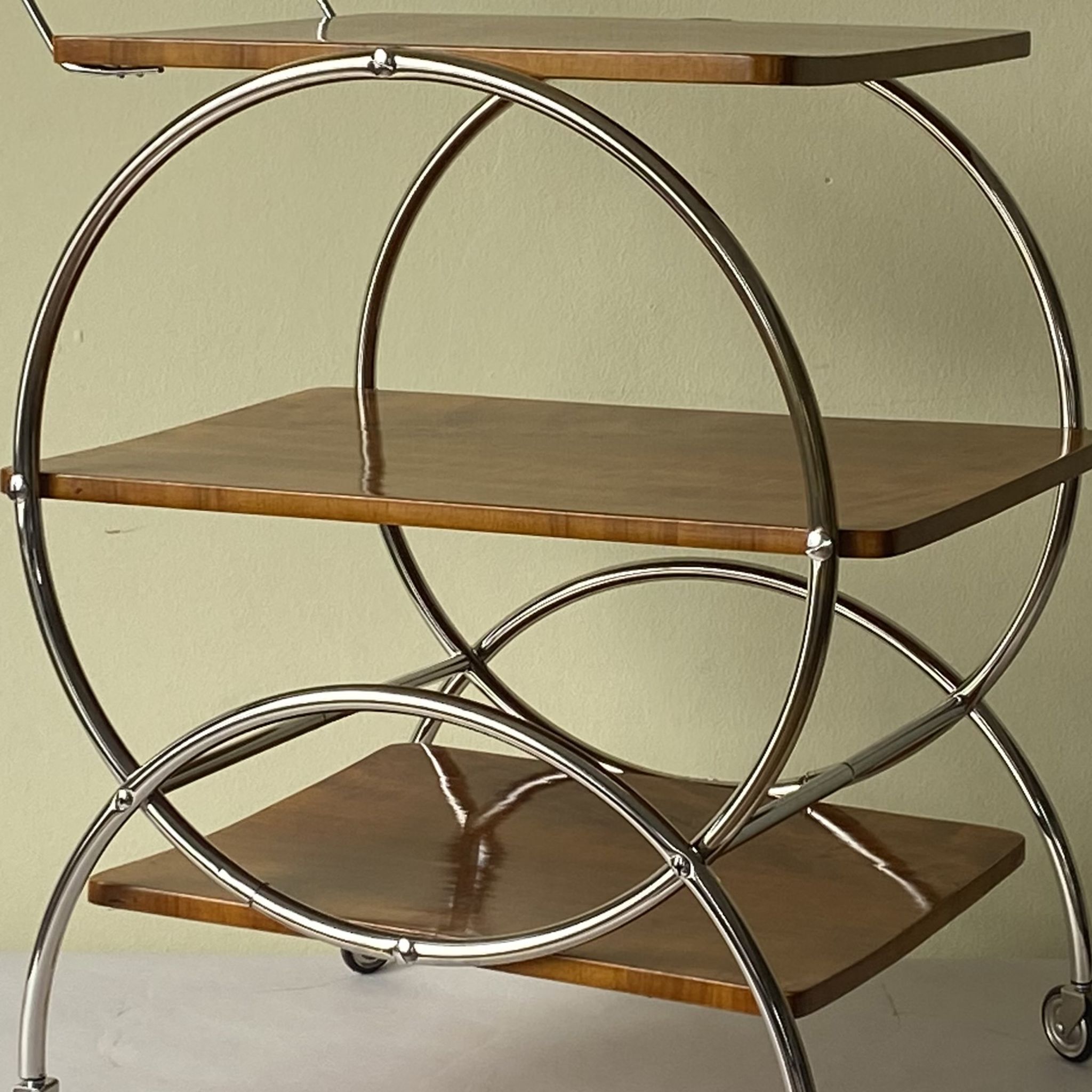 Art deco rolling bar cart, hungary 1930s
