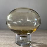 Vintage Krosno amber glass hanging bubble vase