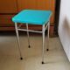 Vintage chromed stool in turquoise blue skai