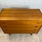 Commode 4 tiroirs scandinaves vintage en teck, années 60
