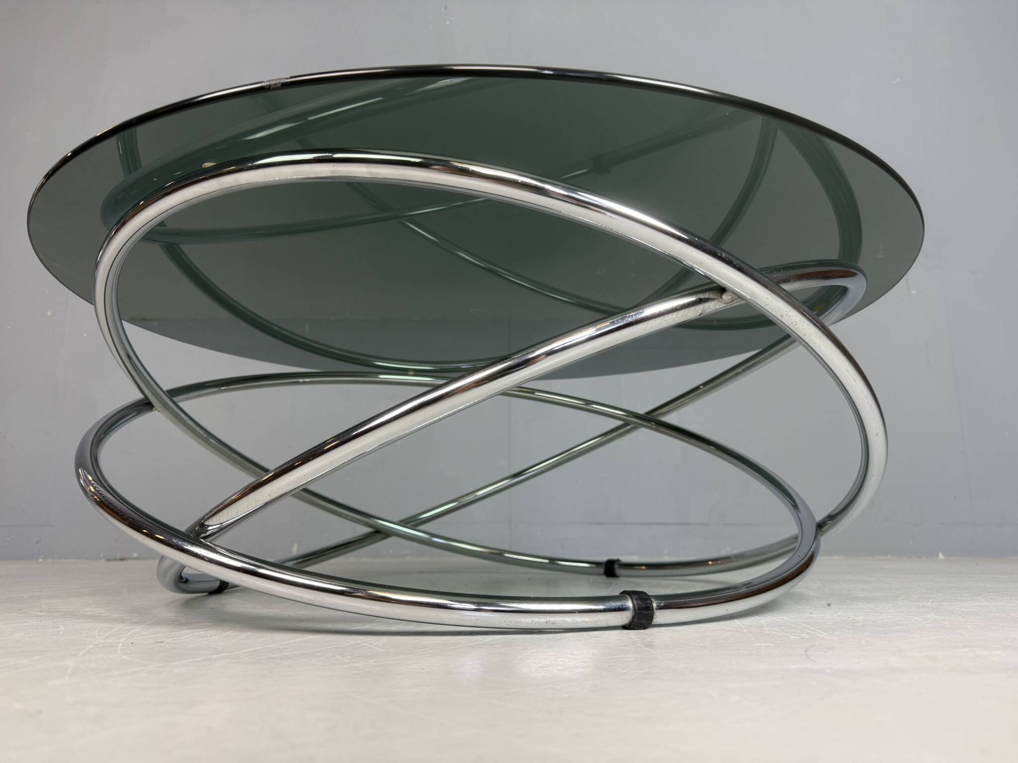 Mac chrome and smoked glass Coffee Table from Miniforms, Italy, 1970s