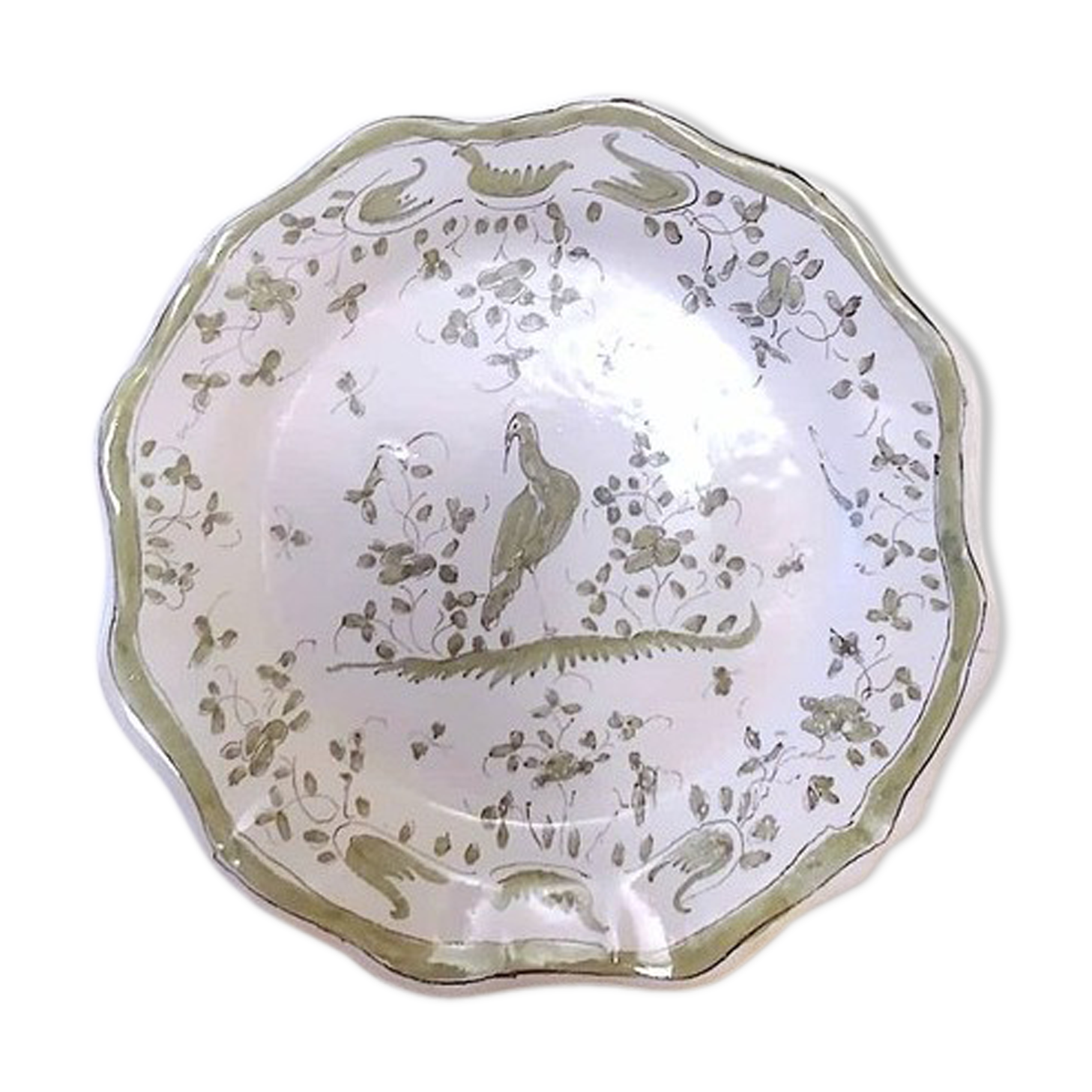Assiette faïence de Moustiers oiseau du paradis
