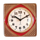 Vintage ceramic clock silent wall clock square "Peter red brown"