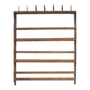 Antique Rustic Farmhouse Folk Art Kitchen Plate Rack / Schelves