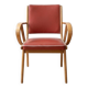 Vintage 1950s armchair in wood and red faux leather.