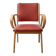 Vintage 1950s armchair in wood and red faux leather.